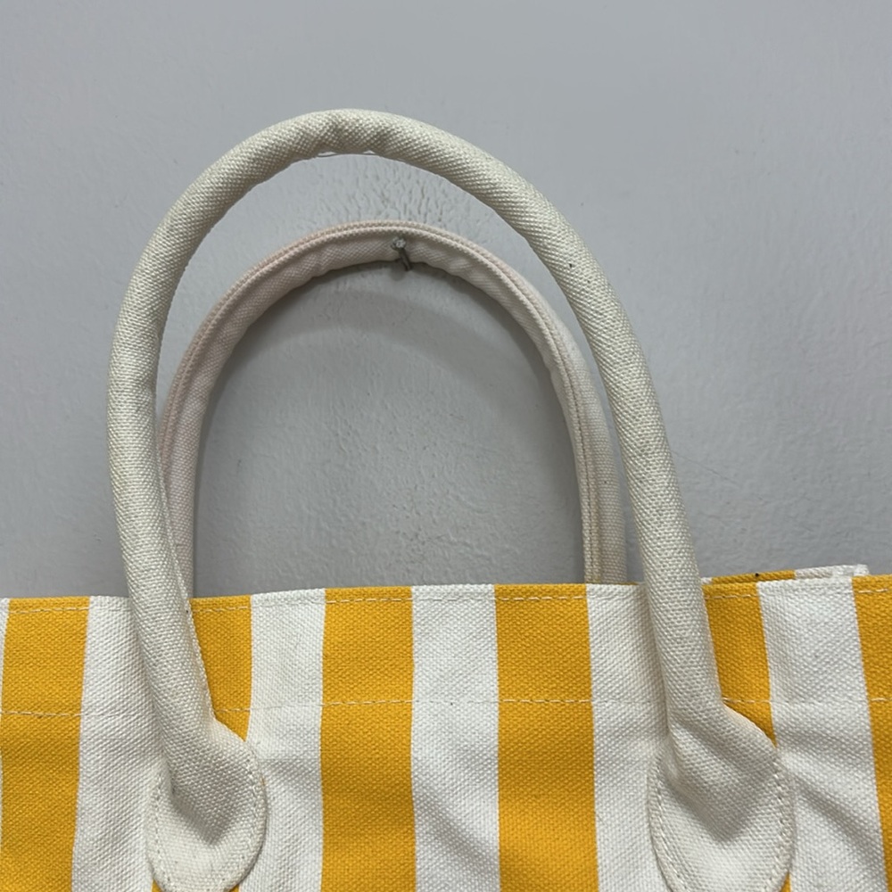 Giorgio Beverly Hills Yellow and White Striped Tote - Picture 4 of 7